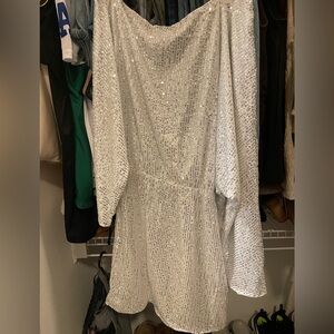 SHEIN Silver Long Sleeve Sequin Dress